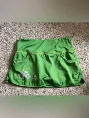 lululemon athletica Bright Green Athletic Skort with White Floral Detail